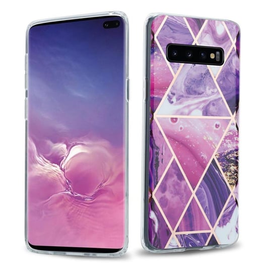 Pokrowiec Etui Do Samsung Galaxy S10 PLUS w Fioletowe Fale Marmur No. 14 Obudowa Case Cover Silikon Plecki Cadorabo Cadorabo