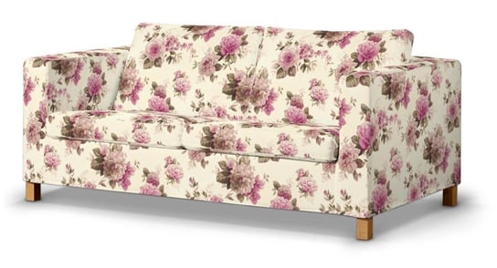 Pokrowiec krótki na rozkładaną sofę Karlanda, DEKORIA, Mirella, różowo-beżowe róże Dekoria