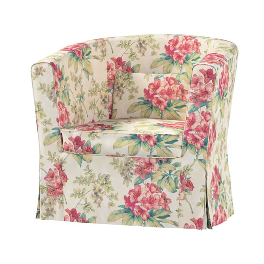 Pokrowiec na fotel Ektorp, DEKORIA, Tullsta, różowe kwiaty na tle ecru, 79x69x78 cm Dekoria
