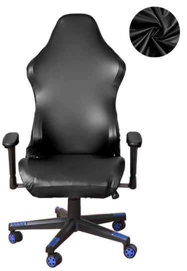 Pokrowiec Na Fotel Gamingowy Krzesło Ekoskóra Pu Gracza Elastyczny Z Podłokietnikami Czarny Domidekor