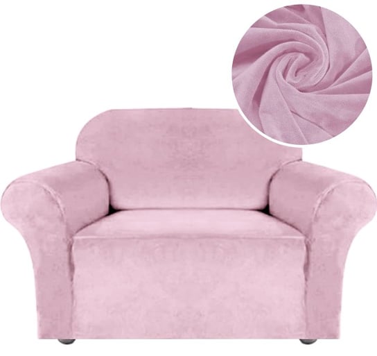 Pokrowiec Na Fotel Kanapę Sofę Elastyczny Welur Premium Aksamit 90-140 Cm 1 Os Jasny Róż Domidekor