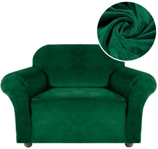 Pokrowiec Na Fotel Kanapę Sofę Elastyczny Welur Premium Aksamit 90-140 Cm 1 Os Zielony Domidekor
