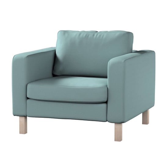 Pokrowiec na fotel Karlstad, Cotton Panama, krótki, eukaliptusowy błękit, 89x89x64 cm Dekoria