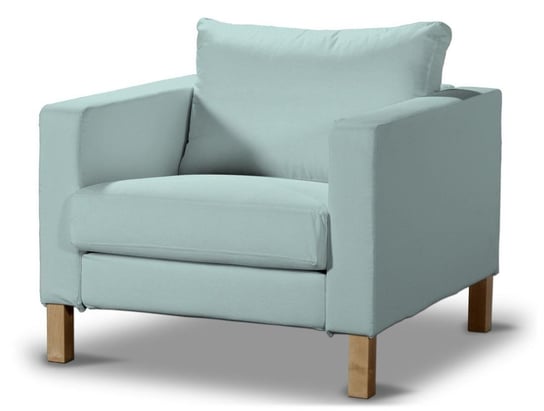 Pokrowiec na fotel Karlstad, DEKORIA, Cotton Panama, krótki, błękitny Dekoria