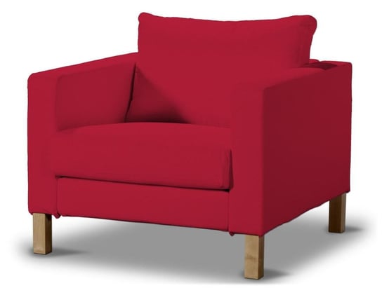 Pokrowiec na fotel Karlstad, DEKORIA, Cotton Panama, krótki, czerwony Dekoria