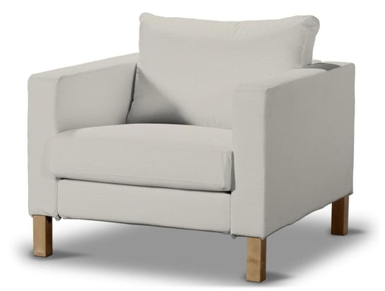 Pokrowiec na fotel Karlstad, DEKORIA, Cotton Panama, krótki, jasnoszary Dekoria