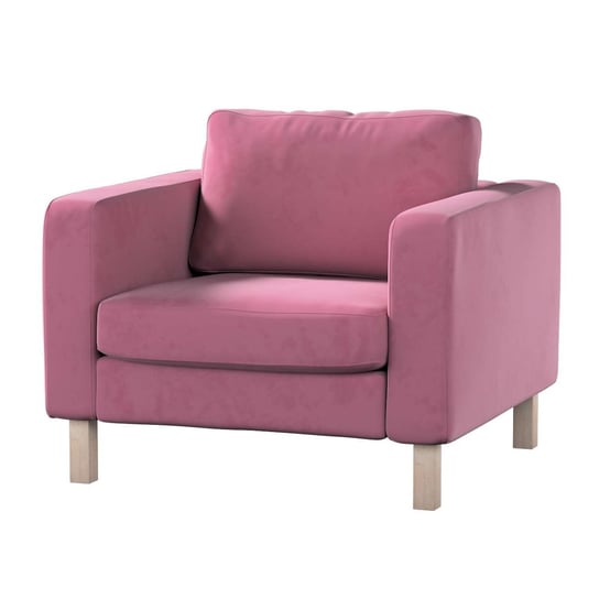 Pokrowiec na fotel Karlstad, Living Velvet, krótki, ciemny odcień różu, 89x89x64 cm, Dekoria