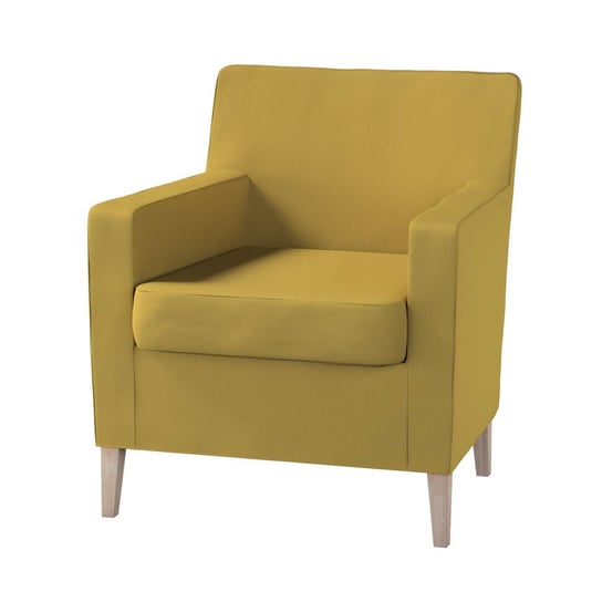 Pokrowiec na fotel Karlstad, złoty żółty szeniil, 61 x 56 x 80 cm, Living Dekoria