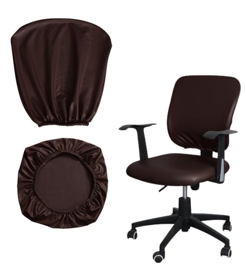 Pokrowiec Na Fotel Krzesło Obrotowe Biurowe Skóra Syntetyczna Brązowy 2 Części Domidekor