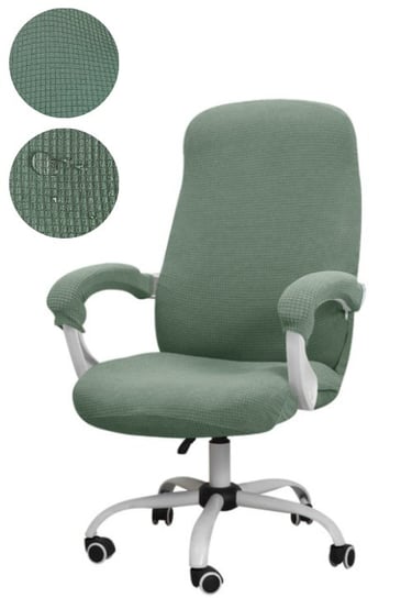 Pokrowiec Na Fotel Obrotowy Biurowy Elastyczny Zielony Żakardowy Standard Domidekor