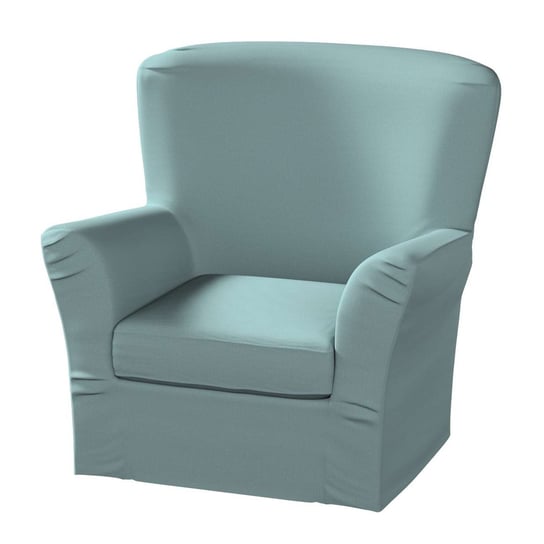 Pokrowiec na fotel Tomelilla wysoki z zakładkami, Cotton Panama, eukaliptusowy błękit, 78x60x88 cm Dekoria