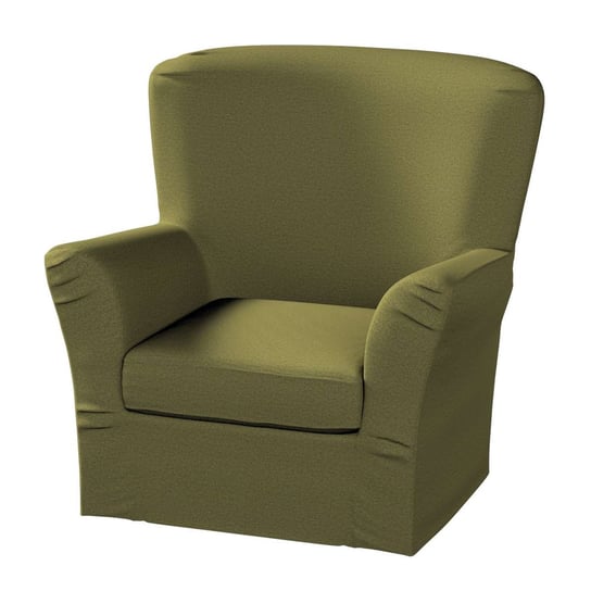 Pokrowiec na fotel Tomelilla wysoki z zakładkami, Etna, oliwkowa zieleń, 78x60x88 cm Dekoria