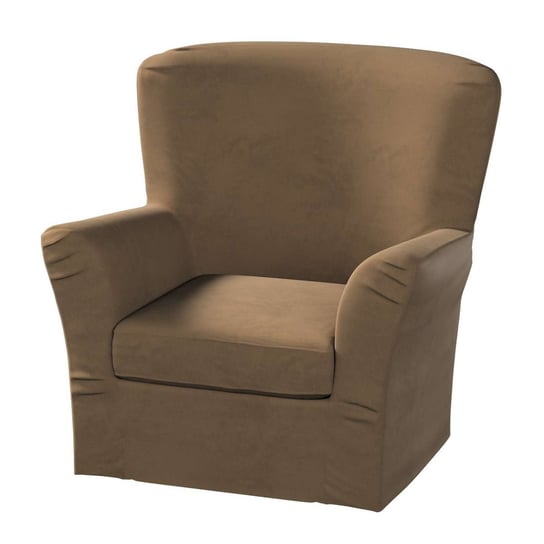 Pokrowiec na fotel Tomelilla wysoki z zakładkami, Living, brązowy szenil, 78x60x88 cm Dekoria