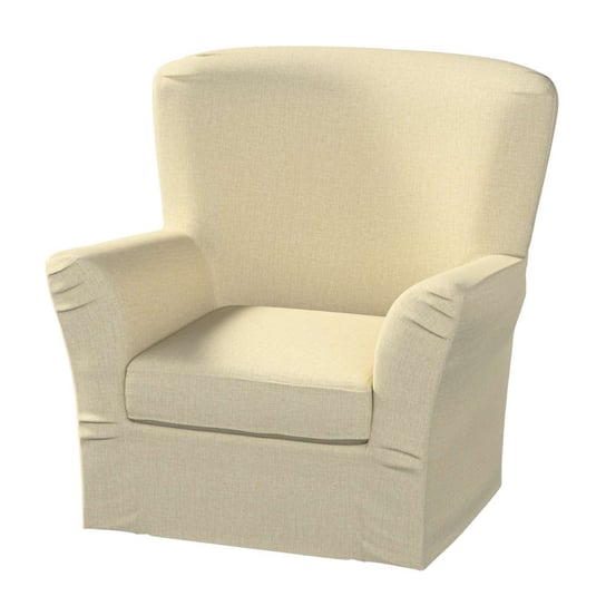 Pokrowiec na fotel Tomelilla wysoki z zakładkami, Living, oliwkowo-kremowy, 78x60x88 cm Dekoria