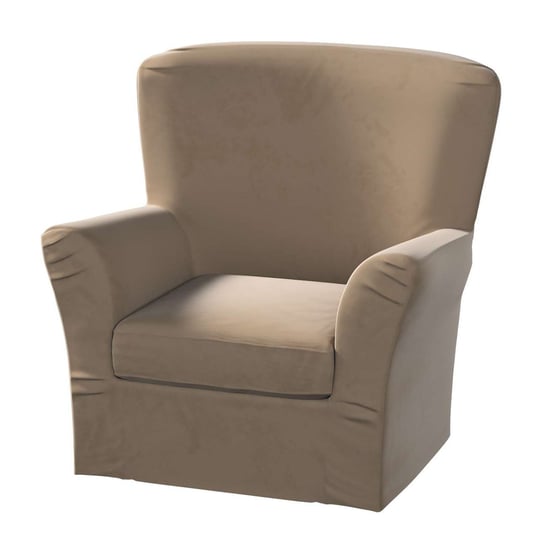 Pokrowiec na fotel Tomelilla wysoki z zakładkami, Living Velvet, brązowy, 78x60x88 cm Dekoria