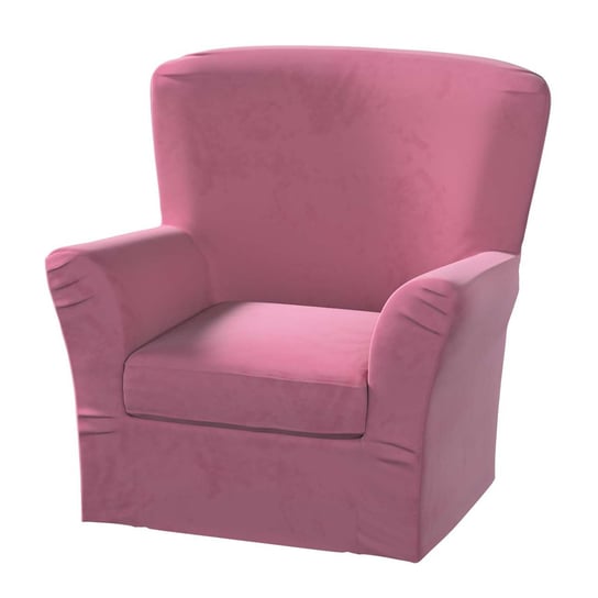 Pokrowiec na fotel Tomelilla wysoki z zakładkami, Living Velvet, ciemny odcień różu, 78x60x88 cm Dekoria