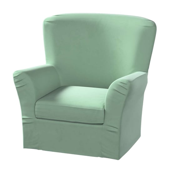 Pokrowiec na fotel Tomelilla wysoki z zakładkami, Living Velvet, jasna mięta, 78x60x88 cm Dekoria
