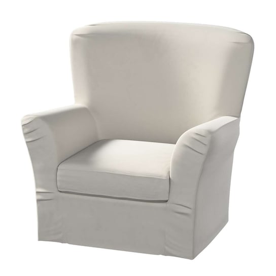 Pokrowiec na fotel Tomelilla wysoki z zakładkami, Living Velvet, jasny szary, 78x60x88 cm Dekoria