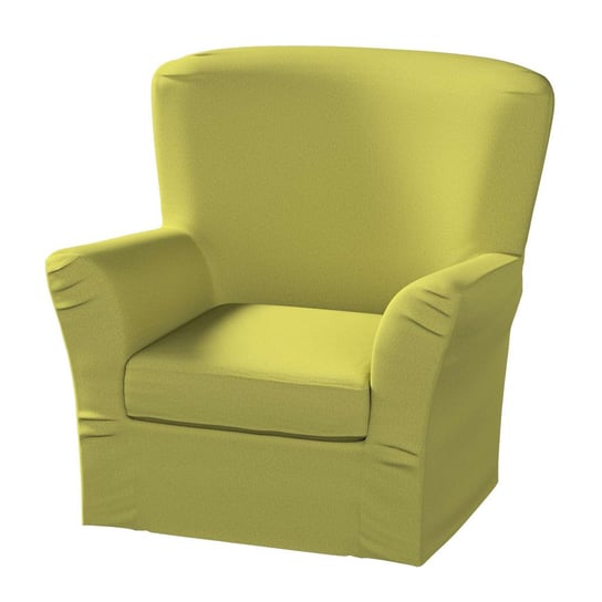 Pokrowiec na fotel Tomelilla wysoki z zakładkami, zgaszona limonka welwet, 78 x 60 x 88 cm, Living Dekoria