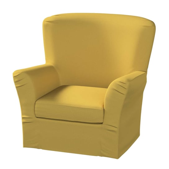 Pokrowiec na fotel Tomelilla wysoki z zakładkami, złoty żółty szeniil, 78 x 60 x 88 cm, Living Dekoria