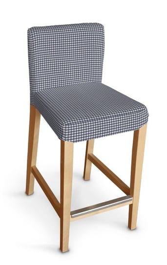 Pokrowiec na krzesło barowe Henriksdal krótki, granatowo biała krateczka (0,5x0,5cm), krzesło barowe Henriksdal, Quadro Dekoria