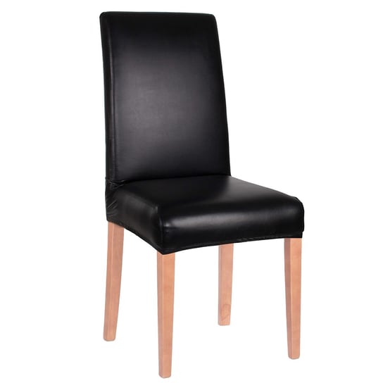 Pokrowiec na krzesło elastyczny, skórzany, czarny Springos