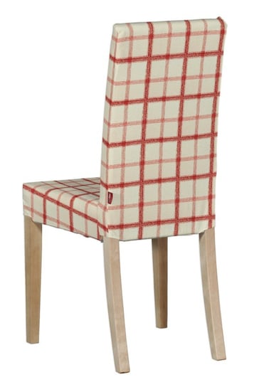 Pokrowiec na krzesło Harry krótki, ecru tło, czerwona kratka, krzesło Harry, Avinon Inna marka