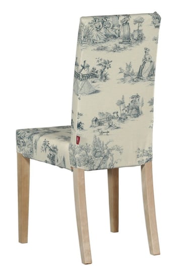 Pokrowiec na krzesło Harry krótki, tło ecru, niebieskie postacie, krzesło Harry, Avinon Inna marka
