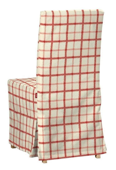 Pokrowiec na krzesło Henriksdal długi, ecru tło, czerwona kratka, krzesło Henriksdal, Avinon Inna marka