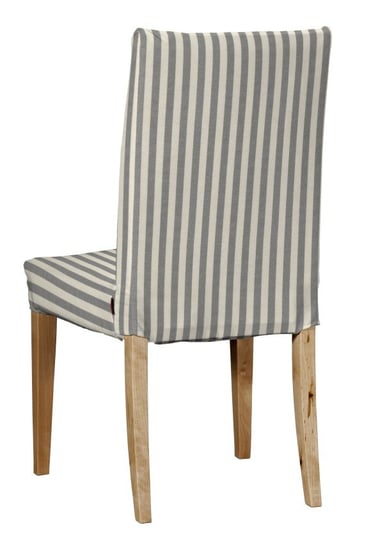 Pokrowiec na krzesło Henriksdal krótki, szaro białe pasy (1,5cm), krzesło Henriksdal, Quadro Dekoria