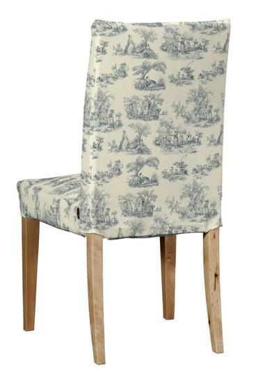 Pokrowiec na krzesło Henriksdal krótki, tło ecru, niebieskie postacie, krzesło Henriksdal, Avinon Inna marka