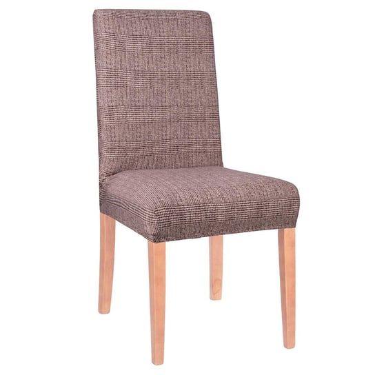 Pokrowiec na krzesło, SPRINGOS, brązowa kratka, 38x38x45 cm Springos