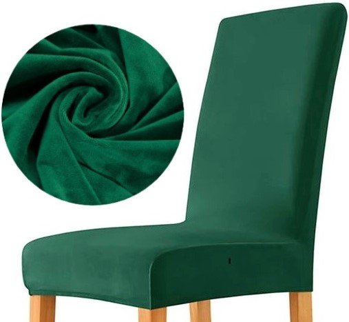 Pokrowiec Na Krzesło Welur Premium Aksamit Elastyczny Zielony Hopki