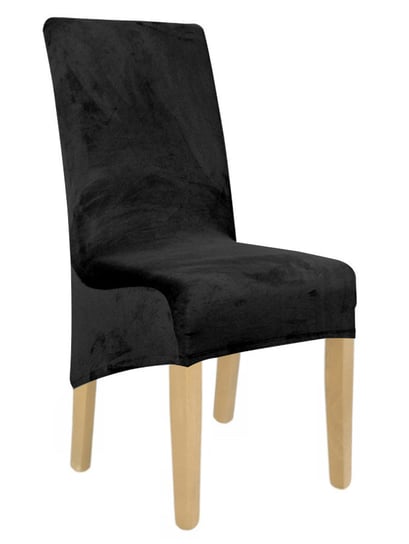 Pokrowiec na krzesło xl czarny welur elastyczny [21dt] Ubieramy Meble