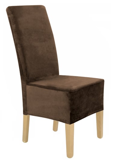 Pokrowiec na krzesło xxl brązowy elastyczny welur [21rb] Ubieramy Meble