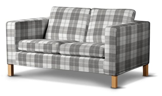 Pokrowiec na nierozkładaną sofę 2-osobową Karlanda, DEKORIA, Edinburgh, szaro-biały Dekoria