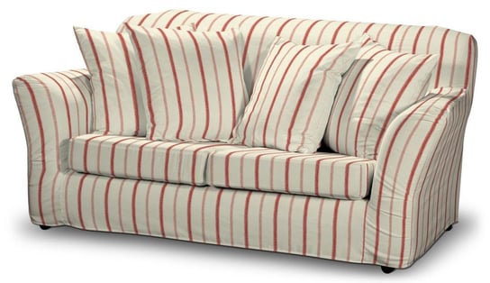 Pokrowiec na nierozkładaną sofę 2-osobową Tomelilla, DEKORIA, Avinion, czerwony paski Dekoria