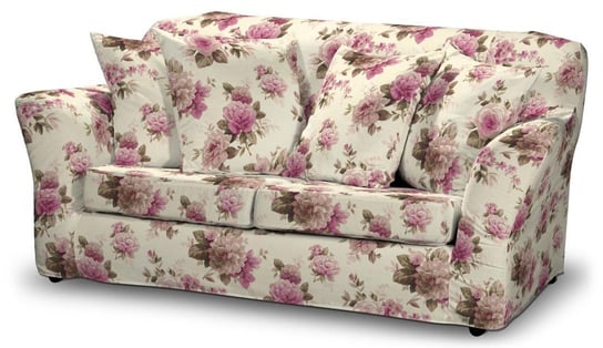 Pokrowiec na nierozkładaną sofę 2-osobową Tomelilla, DEKORIA, Mirella, różowo-beżowe róże Dekoria