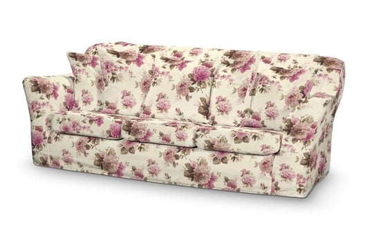 Pokrowiec na nierozkładaną sofę 3-osobową Tomelilla, DEKORIA, Mirella, różowo-beżowe róże Dekoria