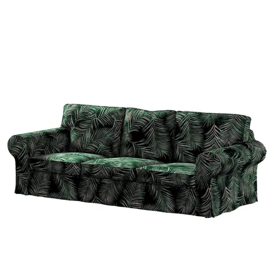 Pokrowiec na nierozkładaną sofę Ektorp 3-osobową, DEKORIA, Velvet, zielono-czarny Dekoria
