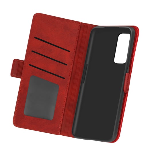 Pokrowiec na Realme 7 Pro w stylu vintage z uchwytem na kartę i wideo w kolorze czerwonym Avizar