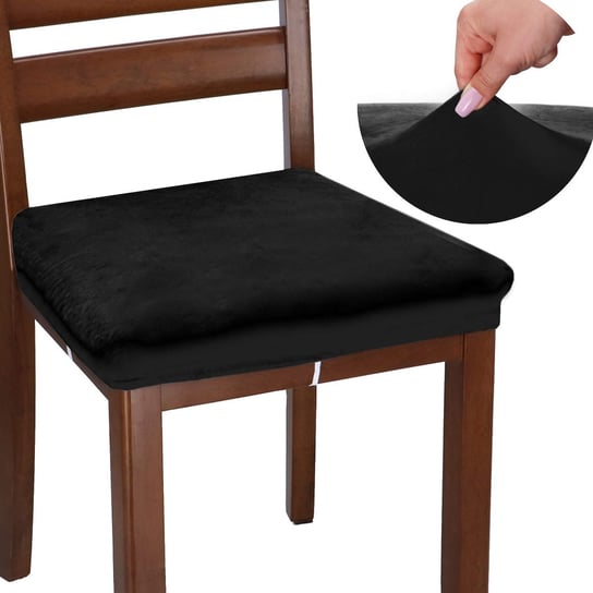 Pokrowiec na siedzisko krzesła, elastyczny z weluru, uniwersalny, czarny Springos