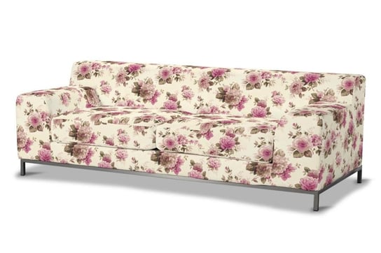 Pokrowiec na sofę DEKORIA, Kramfors, Mirella, 3-osobowa, różowo-beżowe róże na kremowym tle Dekoria