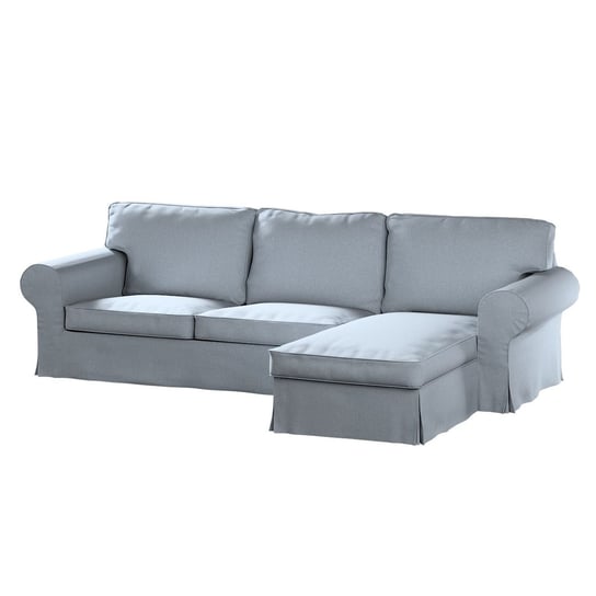 Pokrowiec na sofę dwuosobową Ektorp i leżankę, DEKORIA, błękitny melanż, 252x163x88 cm Dekoria