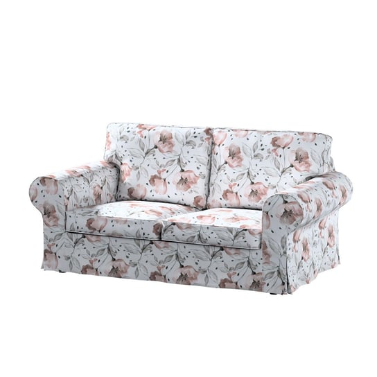 Pokrowiec na sofę dwuosobową rozkładaną Ektorp, DEKORIA, różowe kwiaty na kremowym tle, 195x90x73 cm Dekoria