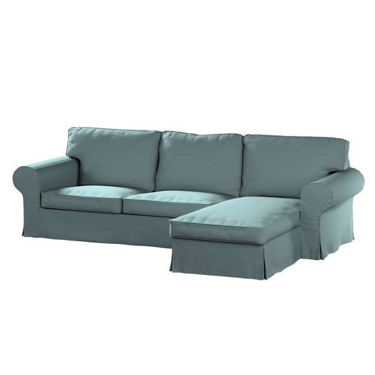 Pokrowiec na sofę Ektorp 2-osobową i leżankę, Cotton Panama, eukaliptusowy błękit, 252x163x88 cm Dekoria