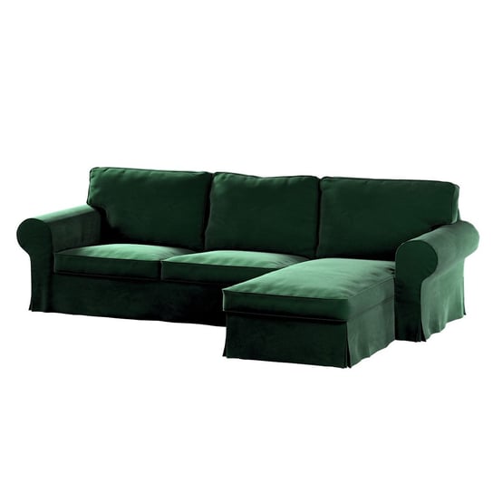 Pokrowiec na sofę Ektorp 2-osobową i leżankę, DEKORIA, butelkowa zieleń Dekoria