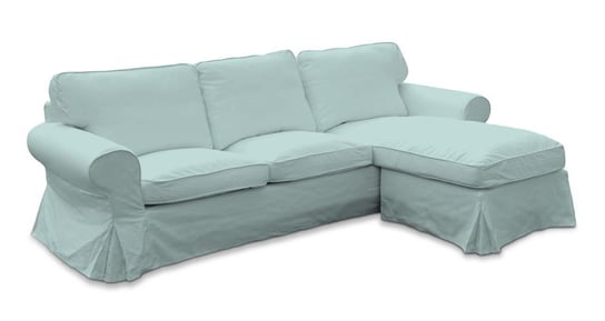 Pokrowiec na sofę Ektorp 2-osobową i leżankę, DEKORIA, Cotton Panama, błękitny Dekoria