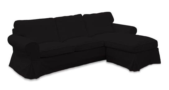 Pokrowiec na sofę Ektorp 2-osobową i leżankę, DEKORIA, Cotton Panama, czarny Dekoria