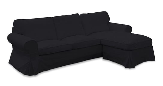 Pokrowiec na sofę Ektorp 2-osobową i leżankę, DEKORIA, Etna, czarny Dekoria
